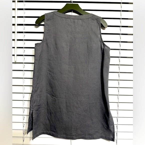 🛍️Ellen Tracy 100.% Linen dress dark gray  with gold color zipper Size M - Picture 9 of 9